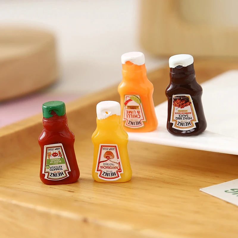 10Pcs Dollhouse Miniature Strawberry Sauce Jam Jar Kitchen Food Accessories For Doll House Decor Kids Pretend Play Toys Gift