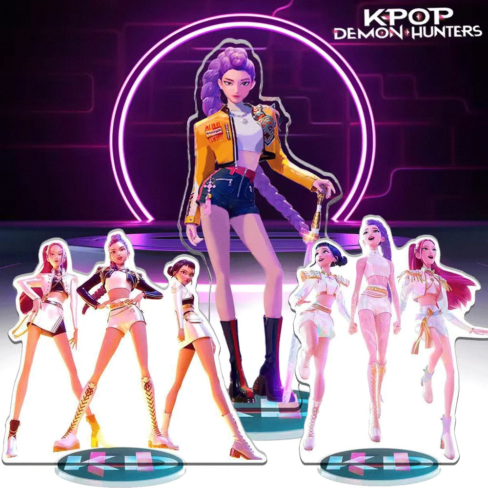 Anime KPop Demon Hunters Acrylic Stand Desktop Decor Cartoon Anime Figure Rumi Mira Zoey Sussy Dolls Fans Gift
