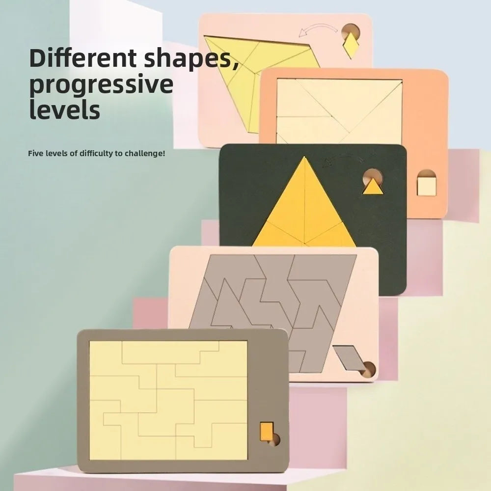 Irregular Shape Triangle Puzzle Colorful Logic Training Wooden Block Puzzle Montessori Three-Dimensional Brain Teaser Game