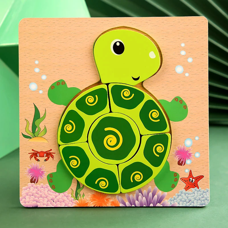 Good Quality 3D Wooden Puzzle Jigsaw for Children Cartoon Animal Puzzles Intelligence Kids Early Educational Cognitive Toys