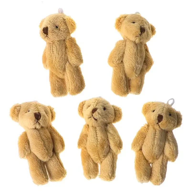 20pcs Kawaii Small Bears Plush Toys 4cm Mini Teddy Bear Stuffed Plush Dolls For Girl Keychain Joint Movable Bear Children Gift