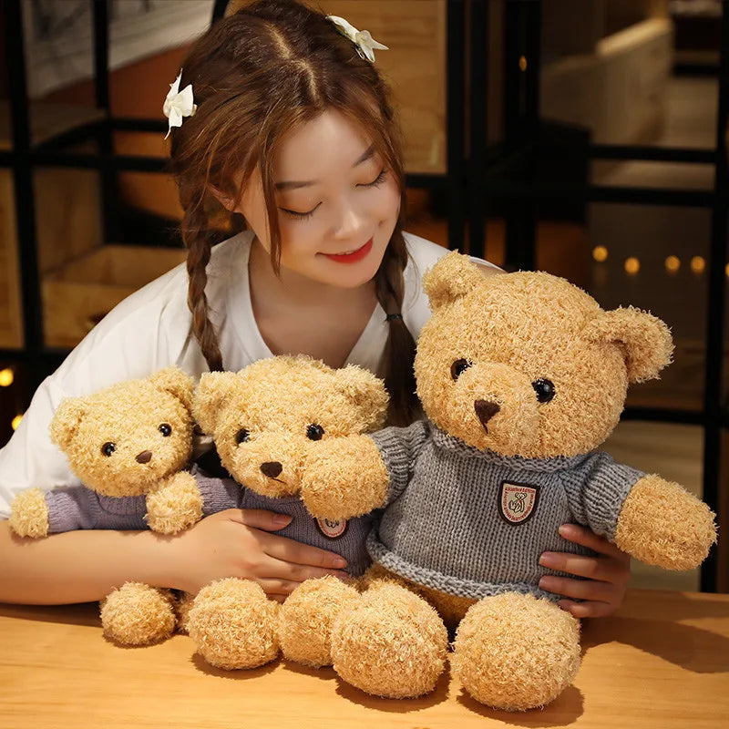 Cute Teddy Bear Plush Toy Stuffed  Animal Bear with Weater/Heart Soft Doll Kids Toys Birthday Gift