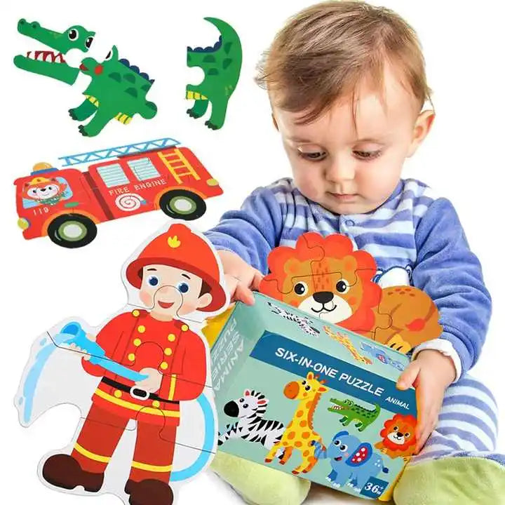 Montessori Baby Puzzle Educational Toys Wood 3D Puzzle Games Iron Box children Puzzles Jigsaw Wooden Puzzles For Kids 2 3 4 Year