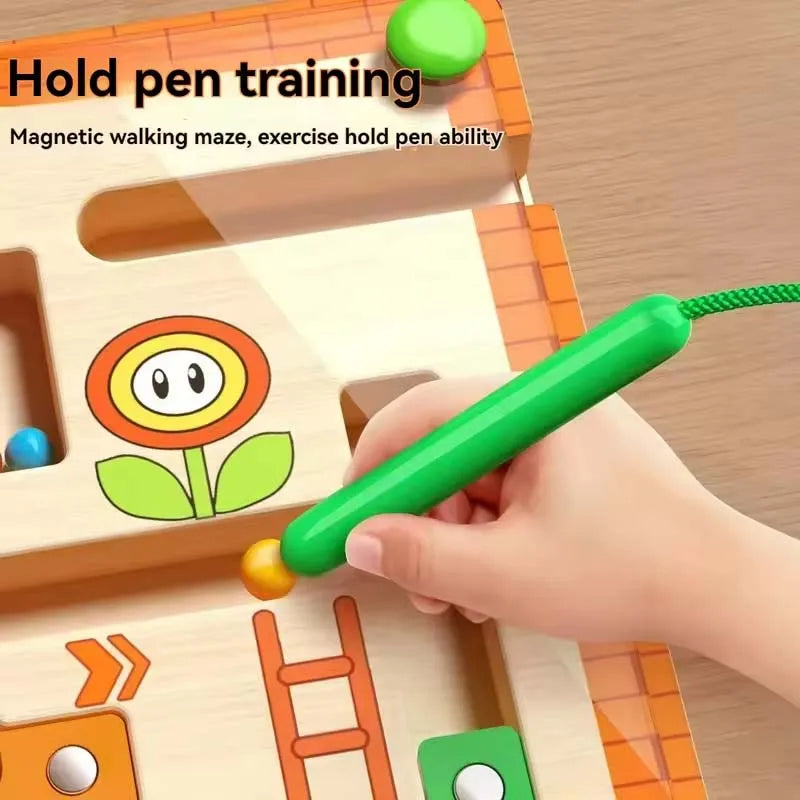 New 3D Kid Magnetic Labyrinth Ball Stem Fine Motor Skill Builder for Preschoolers Age 3-4 Interactive Early Education Puzzle Toy
