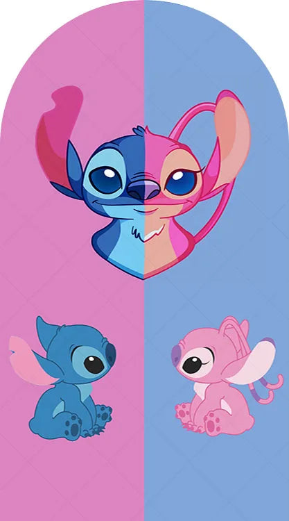 Arch Cute Stitch and Angel Theme Background Kids Birthday Party Backdrop Polyester Arch Banner Photography Props