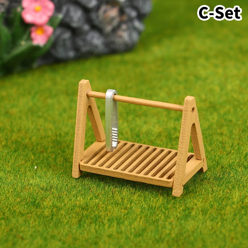 1Pcs Dollhouse Miniature furniture Display Shelf Bread Rack Cake Shelf Storage with Tongs DIY Bakery Shop Decor Doll House Toys