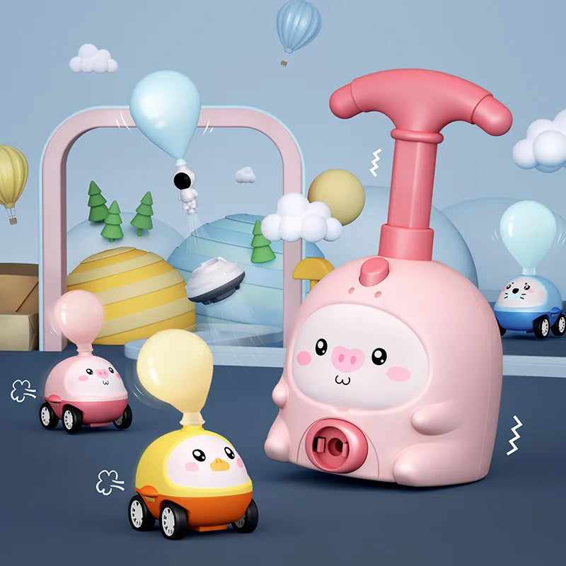 Children Air Power Vehicle Funny Science Experimen Cartoon Animals Aerodynamic Flying Balloon Car Kids Educational Puzzle Toys