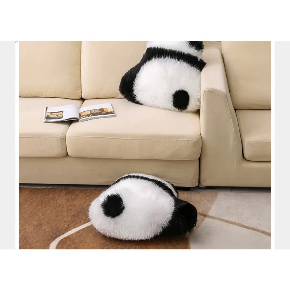 Cute Panda Plush Seat Cushion Doll Long Soft Plush Pillow for Sofa