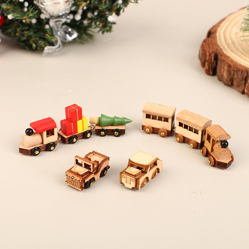 1PC Dollhouse Mini Wooden Car And Train Assembly Accessories Small Ornaments Micro Landscape For Doll House Decor Kids Toys
