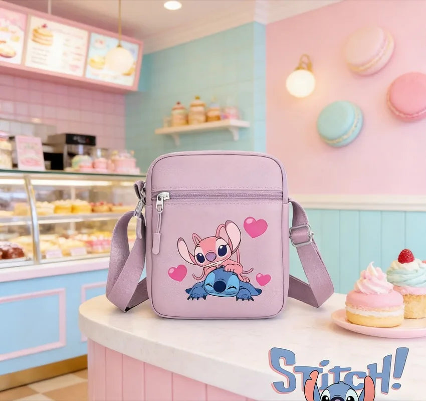 2026 Disney Latest Hot Selling Stitch Printed Boys and Girls Colorful Small Square Bag Casual Fashion Cute Women's Shoulder Bag