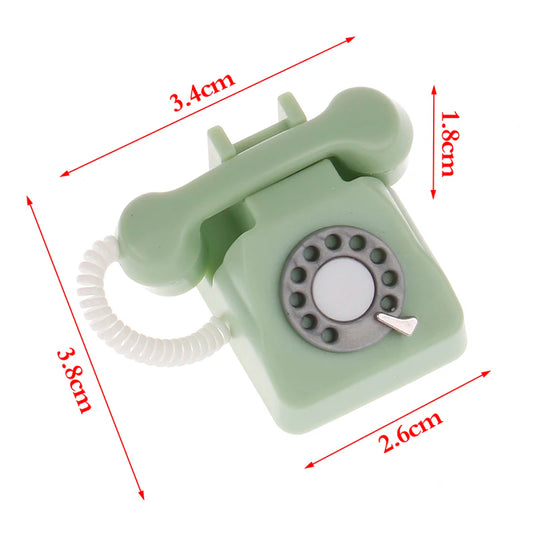 1:12 Dollhouse Miniature Vintage Phone Model Simulation Mini Retro Telephone Doll Furniture Decor Accessories For Kids Toys Gift