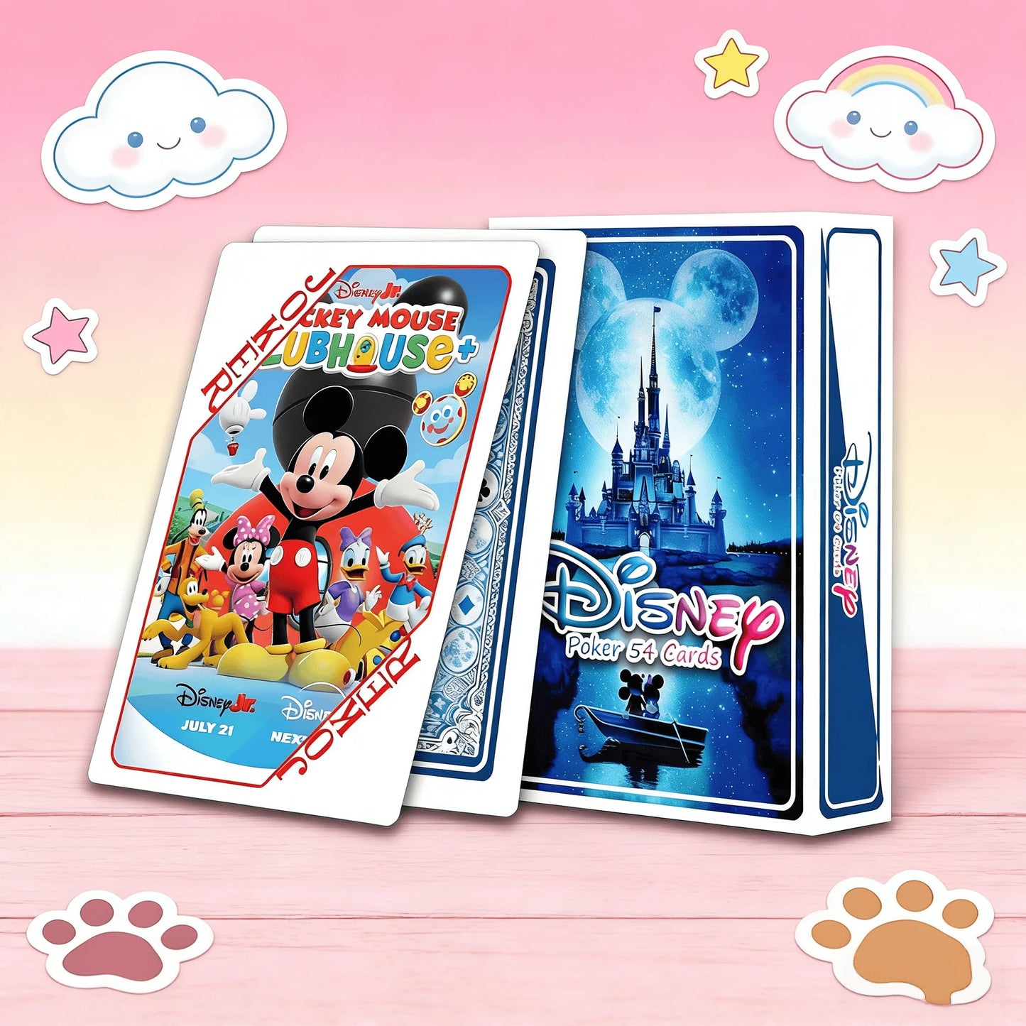 Disney Poker Playing Cards Child Toys Deck Cartoon Mickey Minnie Donald Stitch Zootopia Cars Pooh Finding Dory Lion King Dumbo