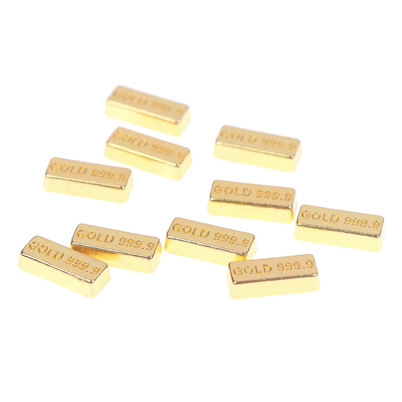 10pcs/set 1:12 Dollhouse Miniature Gold Bars Coin Model Doll House Decor Toys