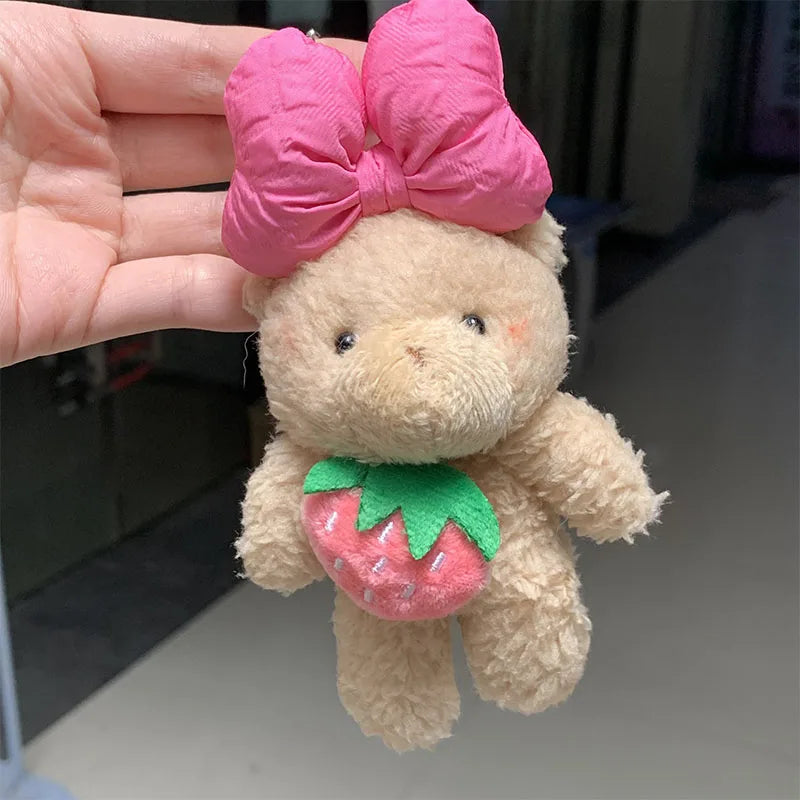 3pc/set 13cm Teddy Bear Plush Doll Animal Bear Stuffed Toy Keychain Cute Cartoon Rabbit Plush Key Ring Bag Pendant Children Gift