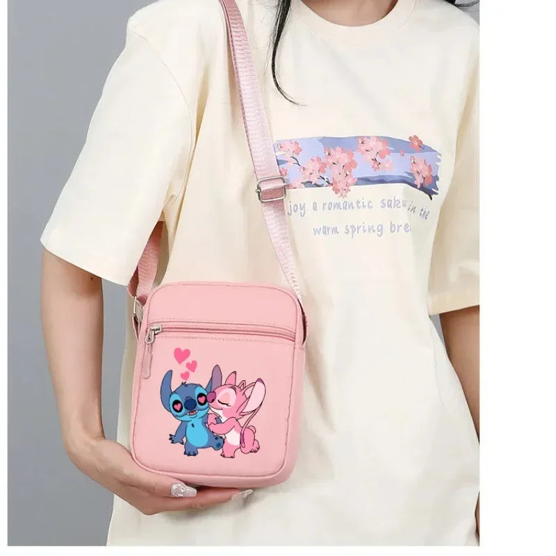 2026 Disney Latest Hot Selling Stitch Printed Boys and Girls Colorful Small Square Bag Casual Fashion Cute Women's Shoulder Bag