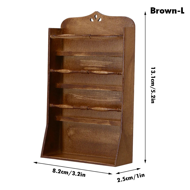 1Pcs Dollhouse Miniature Bookcase Storage Rack Mini Wood Cherry Display Shelf Cabinet Cupboard Doll House Furniture Model Toys