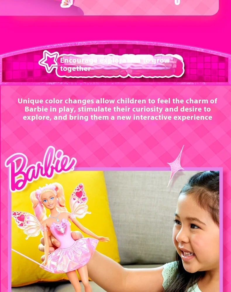 Genuine Barbie Doll Princess Color Changing Dream Butterfly Fairy Toy Figure for Girls Cute Collectible Birthday Gift Toy