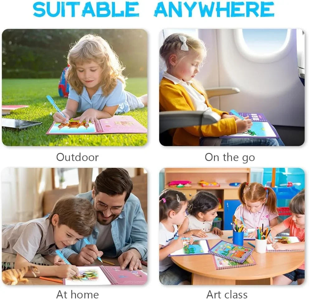 Cartoon Watercolor Painting Magic Book Kids Graffiti Coloring Water Picture Book Sensory Early Education Puzzle Drawing Toys