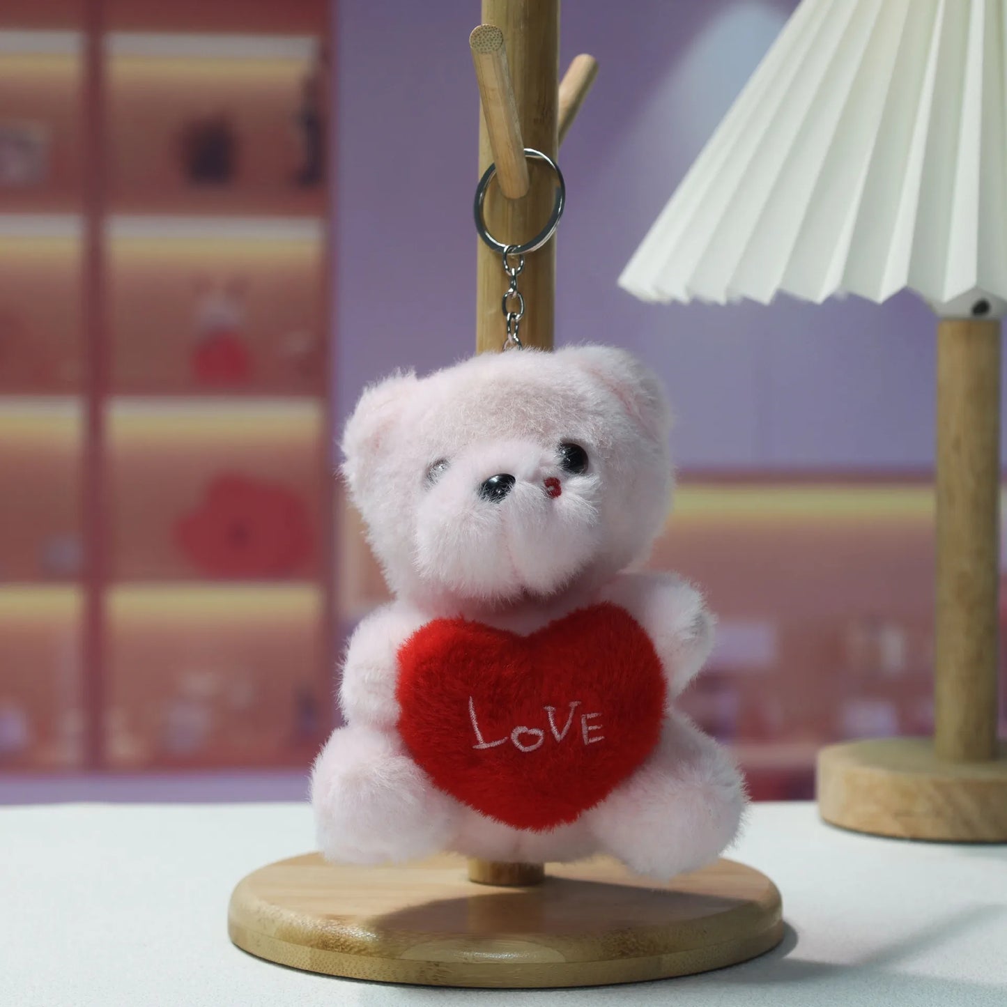 1-10PCS Cute Cartoon Bear Plush Toy Hugging  Heart Soft Stuffed Animal Doll Bag Pendant Keychain  ForCompanions Gifts