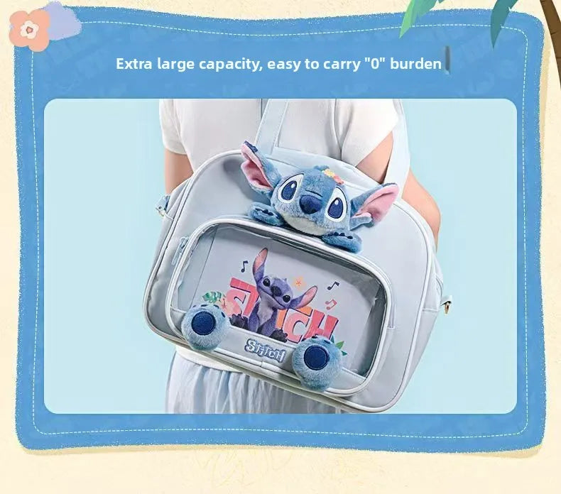 Disney Stitch Cartoon Shoulder Bag Cute Anime Tote Bag Casual Daily Purse Fashion Handbag Kawaii Girl Shopping Bag wholesale