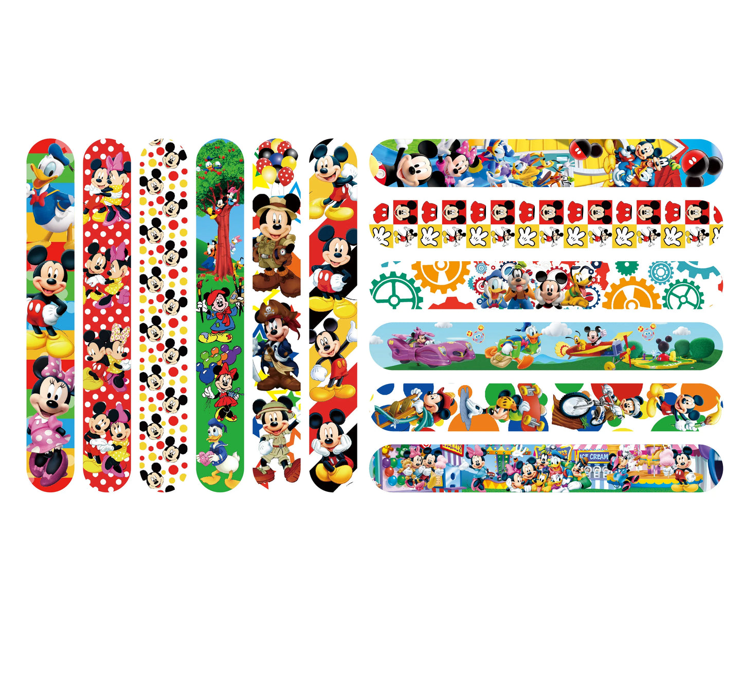 12Pcs Disney Mickey Mouse Series Slap Bracelet Bracelet Wristbands DIY Pat Circle Bracelet Children Fun Gifts Birthday Gifts
