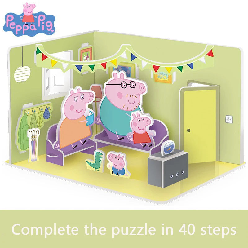 Peppa Pig Puzzle Three dimensional Children's Intelligence Enlightenment George Toys 3-6 Year Old DIY Handmade Gift