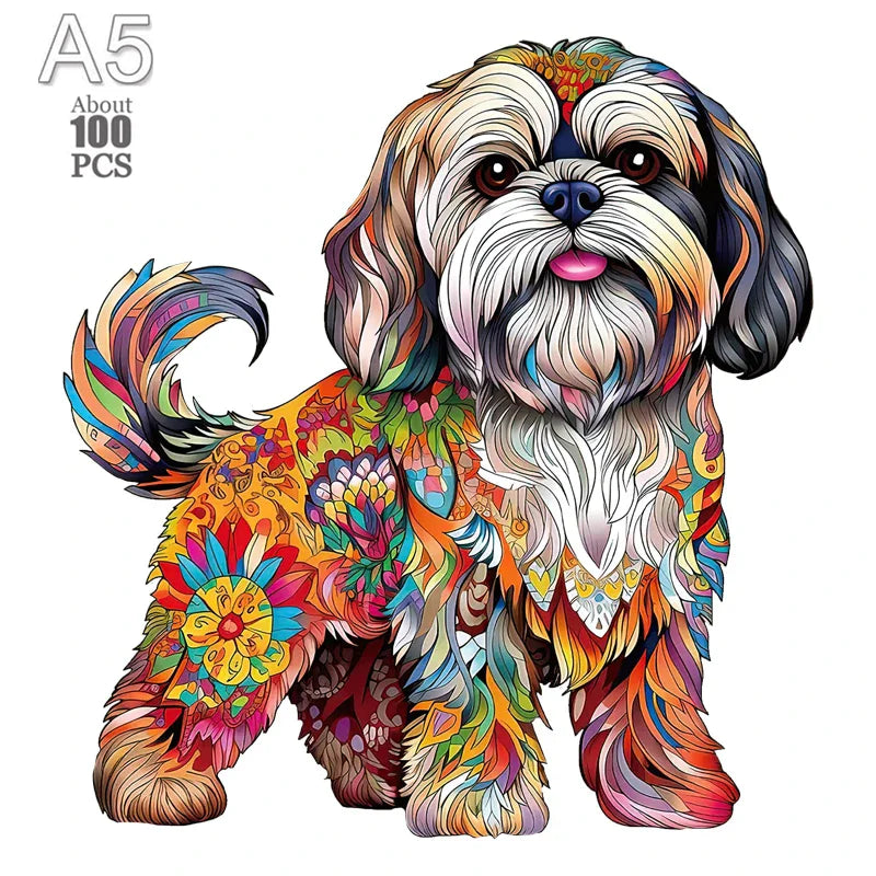 Dog Series Wooden Jigsaw Puzzles Art Unique Animal Shaped Puzzle Diy Leisure Game for Adults Kids Family Home Decor