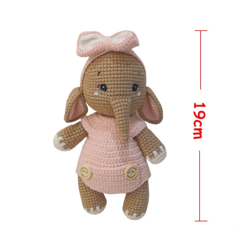 Amigurumi Elephant Lion Doll Baby Stuffed Animal Doll kawaii Handmade Knitted Plush Lion Toy Newborn Accompany Doll Room Decor