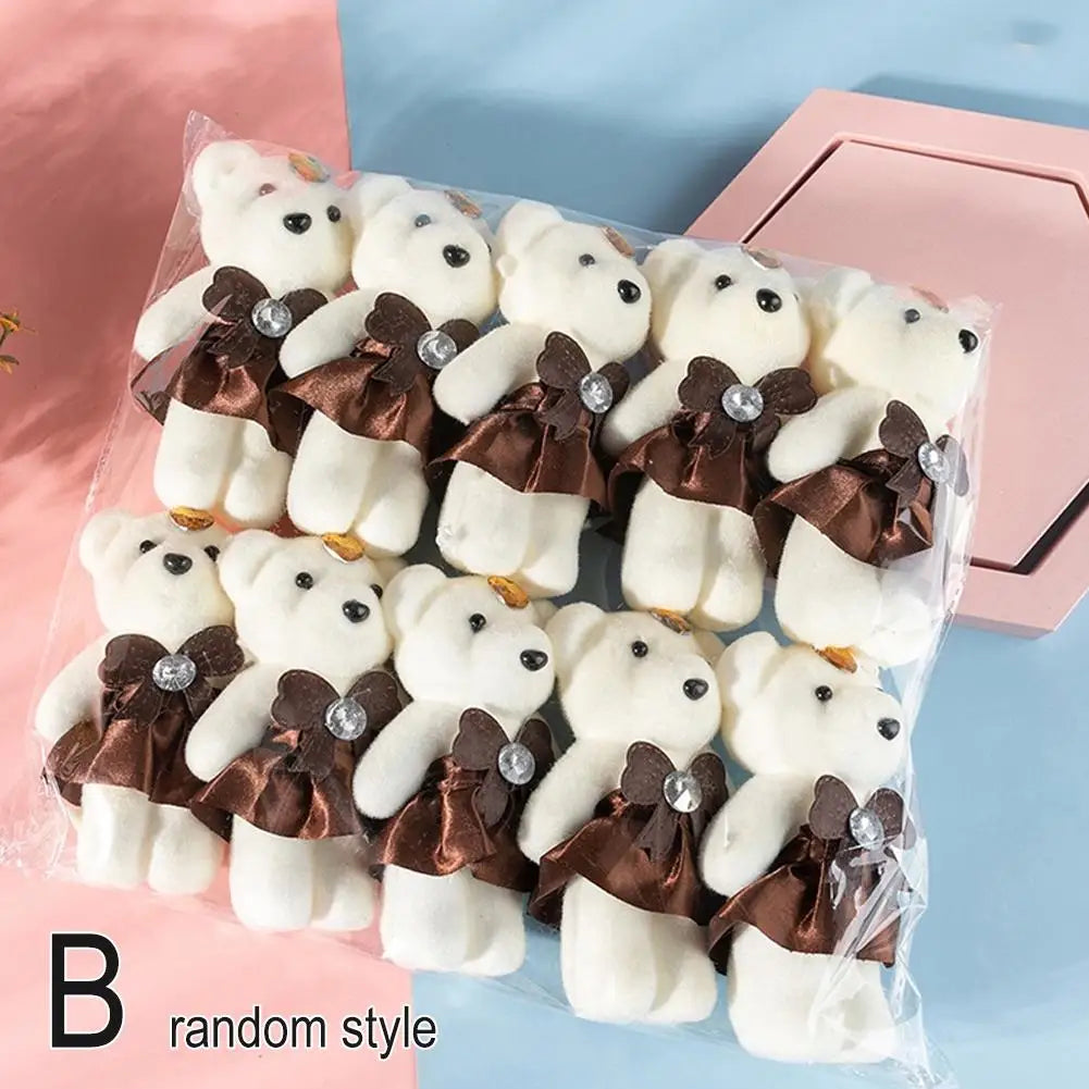 10Pcs/Lot Soft Stuffed Bear Plush Toys Mini Teddy Bear Dolls Toy Small Gifts Bag Pendant Teddy Doll Keychain Keyring Gifts