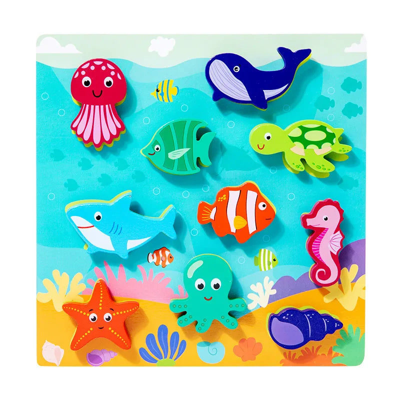 Children's 3D Puzzle Animal Transportation Sea Animal Fruits Early Education Fun DIY Paste Puzzle Toys for Kids Gifts