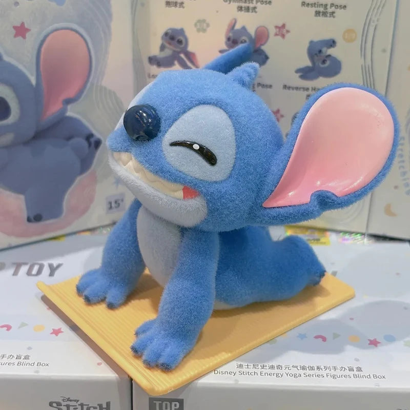 New Toptoy Disney Stitch Energetic Yoga Random Blind Box Series Flocked Figurine Cute Anime Peripheral Doll Collectible Gifts