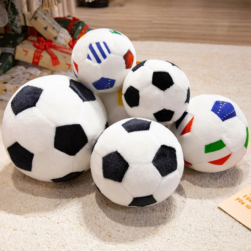 15/20/25cm Lovely Football Plush Dolls Kawaii Ball with Colorful National Flag Stuffed Soft Pillow Soccer Plushie Toy
