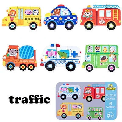 Baby Puzzle Montessori Educational Toys Wood Puzzle Animal Matching Games Iron Box Wooden Puzzles For Children Kids 2 3 4 Years
