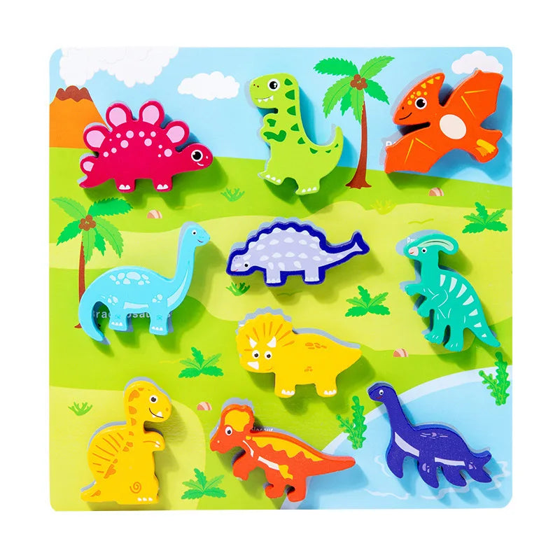 Children's 3D Puzzle Animal Transportation Sea Animal Fruits Early Education Fun DIY Paste Puzzle Toys for Kids Gifts