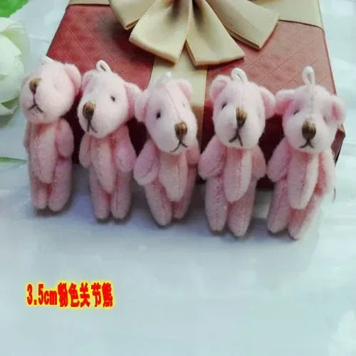 20pcs Kawaii Small Bears Plush Toys 4cm Mini Teddy Bear Stuffed Plush Dolls For Girl Keychain Joint Movable Bear Children Gift