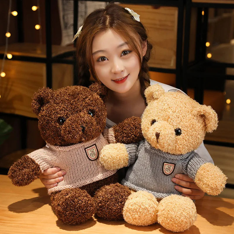 Cute Teddy Bear Plush Toy Stuffed  Animal Bear with Weater/Heart Soft Doll Kids Toys Birthday Gift