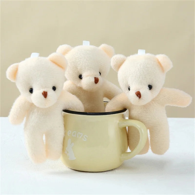 10/50pcs/lot 11CM Mini Multi-function Teddy Stuffed Plush Toy Lovely White Bear Doll Toy Backpack Keychain Birthday Party Gifts