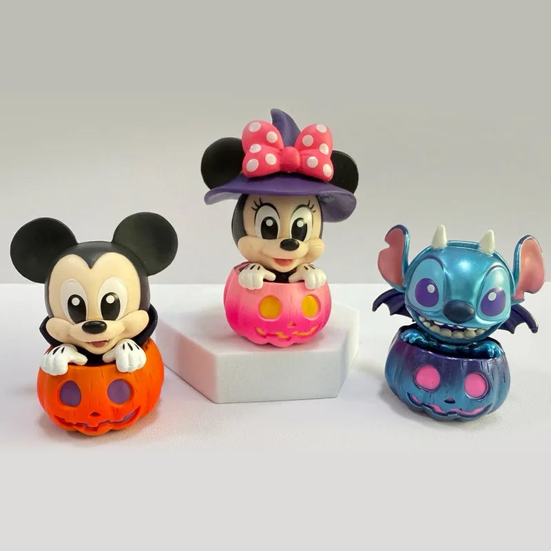 6pcs/set Stitch Mickey Mouse And Friend Pumpkin Version Halloween Limited Cosbi Figure Guess Christma Desktop Gift Toy