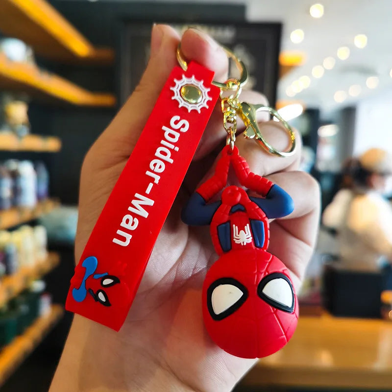 Classic SpiderMan Keychain Pendant Disney Marvel Amazing Inverted Silk Stereo Doll Car Hanging Decor Keychain Birthday Gift Toys