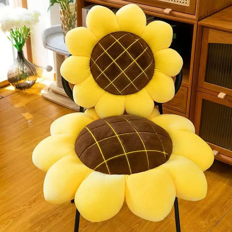 Kawaii Plush Stuffed Doll Cute Sunflower Cushion for Kids Birthday Gift Soft Toy for Sofa Car Window Seat Decorative Pillow
