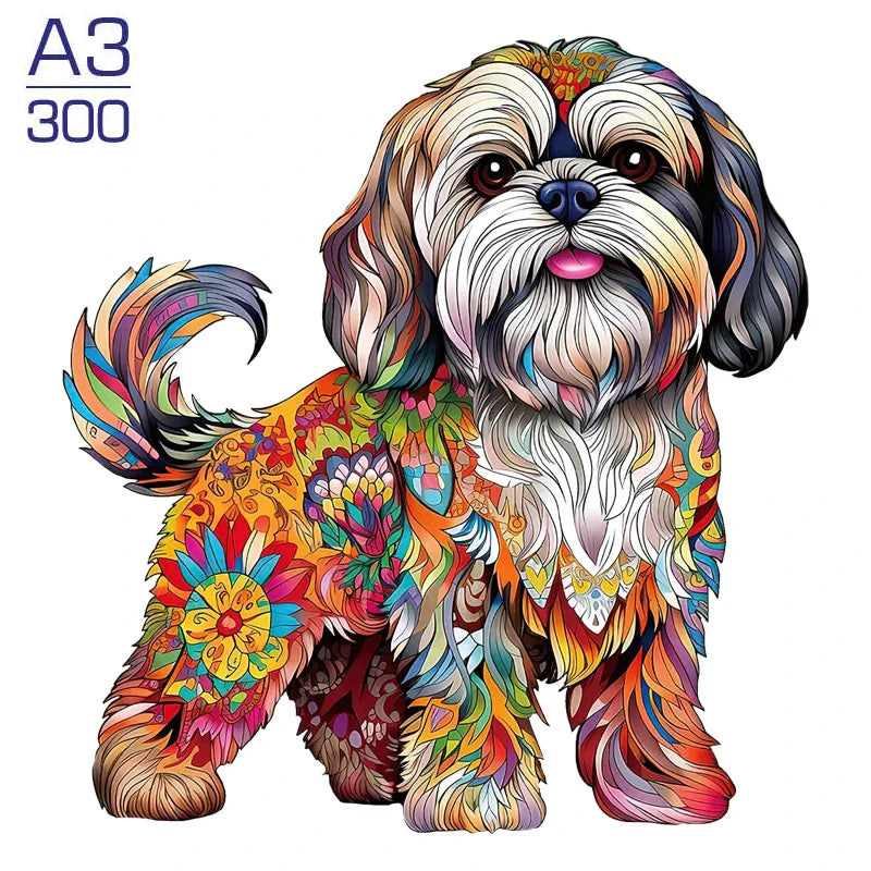 Dog Series Wooden Jigsaw Puzzles Art Unique Animal Shaped Puzzle Diy Leisure Game for Adults Kids Family Home Decor