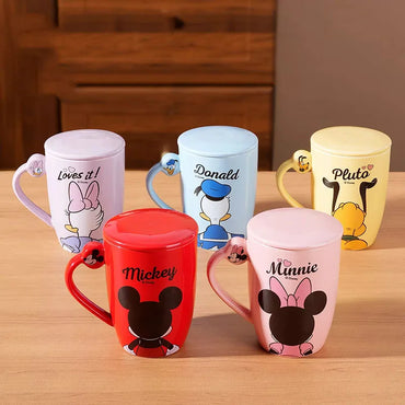 Mickey Mouse Collaboration Cartoon Mug with Lid Durable Student Drinkware Household Breakfast Milk Cup Elegant Gift Box