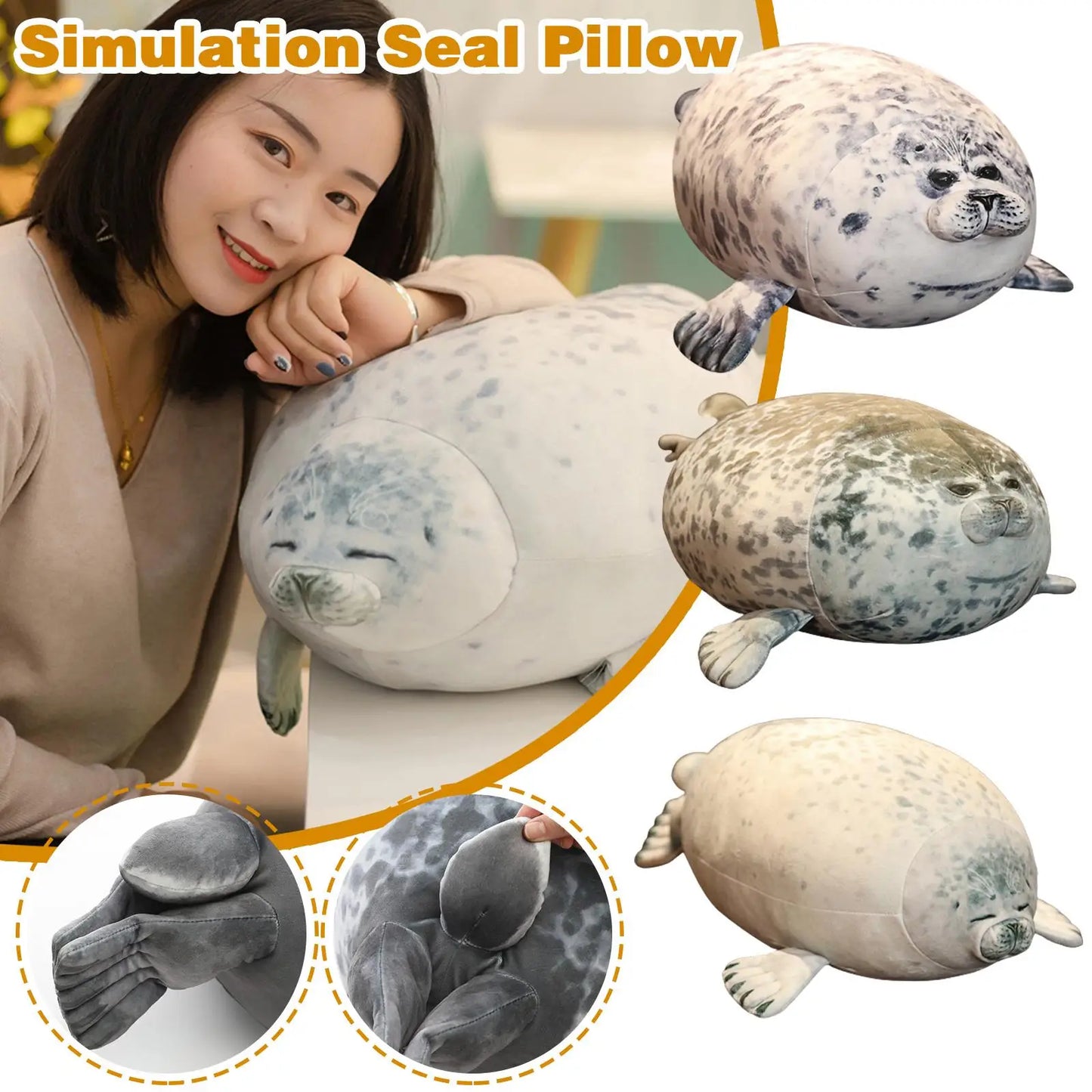 20CM Seal Pillow 3D Novelty Seal Doll Aquarium Plush Stuffed Toy Baby Sleeping Throw Pillow Gifts for Kids Birthday Party