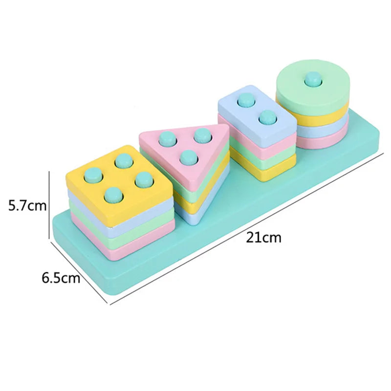 Kids Wooden Column Toys Building Blocks ﻿Geometric Shape Cognitive Montessori Early Childhood Education Intelligence Toy TMZ