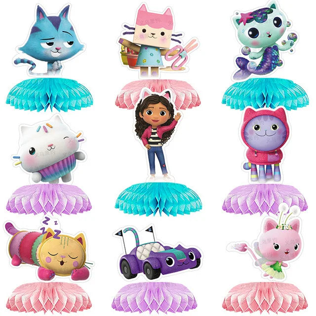 Gabby Dollhouse Cats Birthday Party Supplies Disposable Tableware Plates Cup Napkin Banner Tablecloth Cake Decoration Kids Gifts