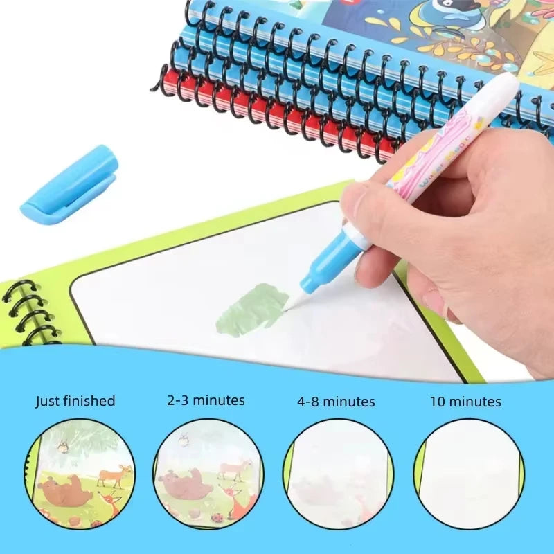 Cartoon Watercolor Painting Magic Book Kids Graffiti Coloring Water Picture Book Sensory Early Education Puzzle Drawing Toys
