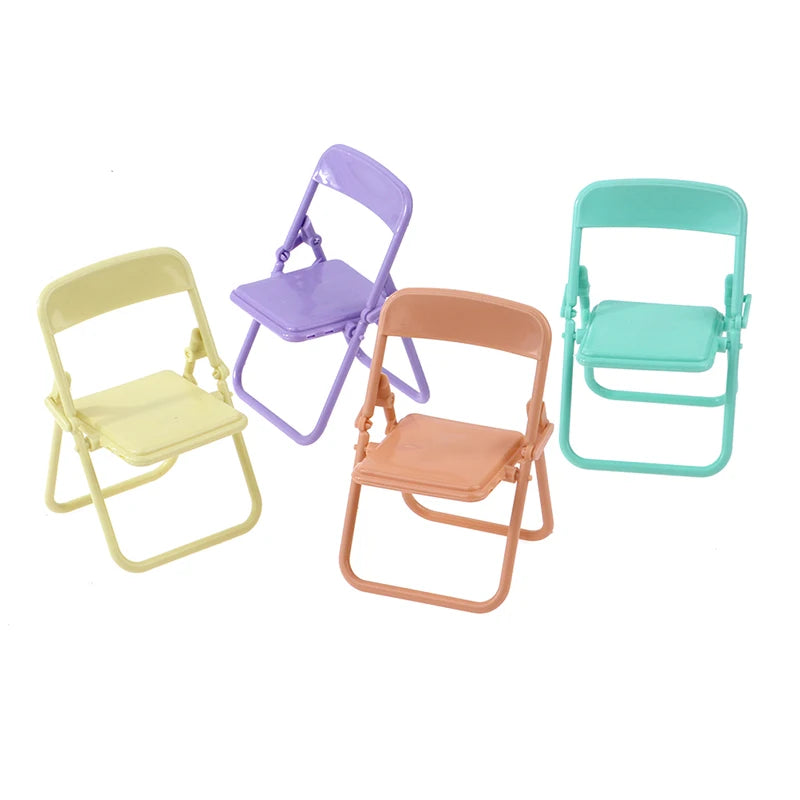 1Pc Mini Chair 1:12 Dollhouse Miniature Chair Plastic Armchair Folding Chair Simulation Furniture Doll House Decor Accessories