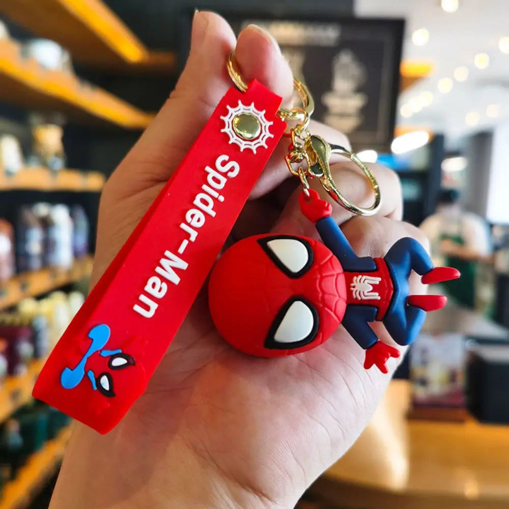 Classic SpiderMan Keychain Pendant Disney Marvel Amazing Inverted Silk Stereo Doll Car Hanging Decor Keychain Birthday Gift Toys