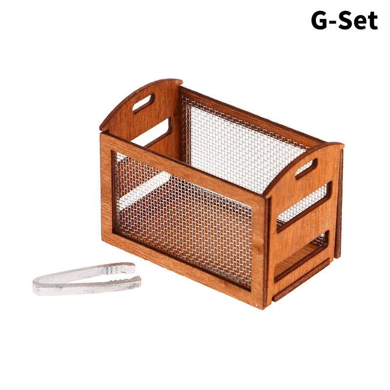 1Pcs Dollhouse Miniature furniture Display Shelf Bread Rack Cake Shelf Storage with Tongs DIY Bakery Shop Decor Doll House Toys