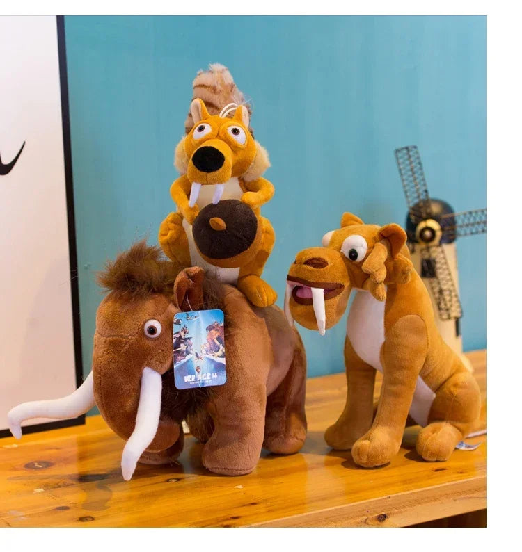 Ice Age Plush Toy Squirrel Mammoth Elephant Swordtooth Tiger Doll Soft Stuffed Animal Sleeping Pillow Gifts for Kids and Girls